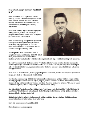 A preview of a PDF biography for Kennedy, Michael Joseph